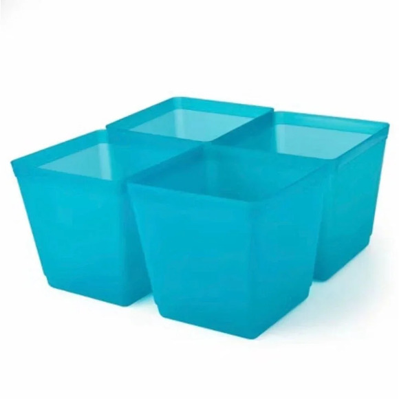 NEW TEAL 4pk 88oz Cube Utility Storage Bins - Picture 1 of 2
